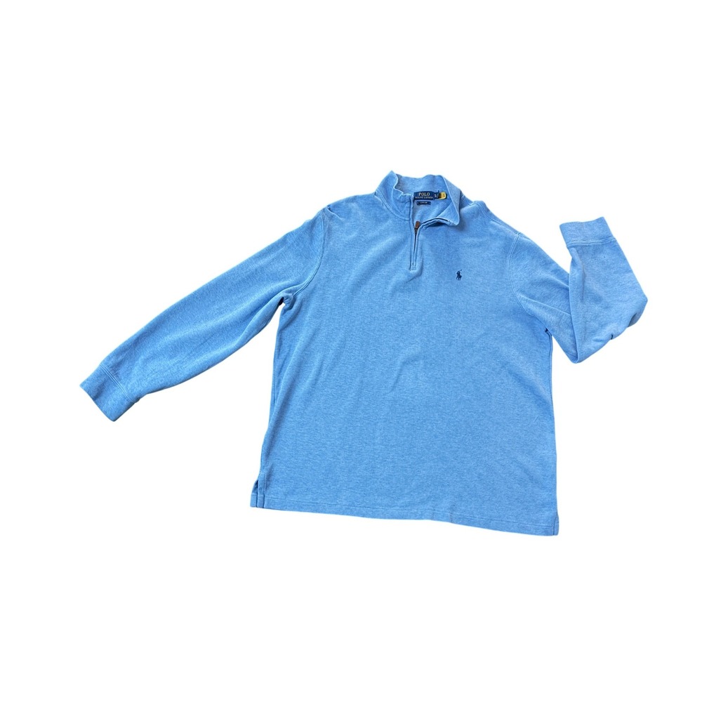 Polo Ralph Lauren Mens XL Estate Rib Quarter Zip Pullover Light Blue‎ Heather